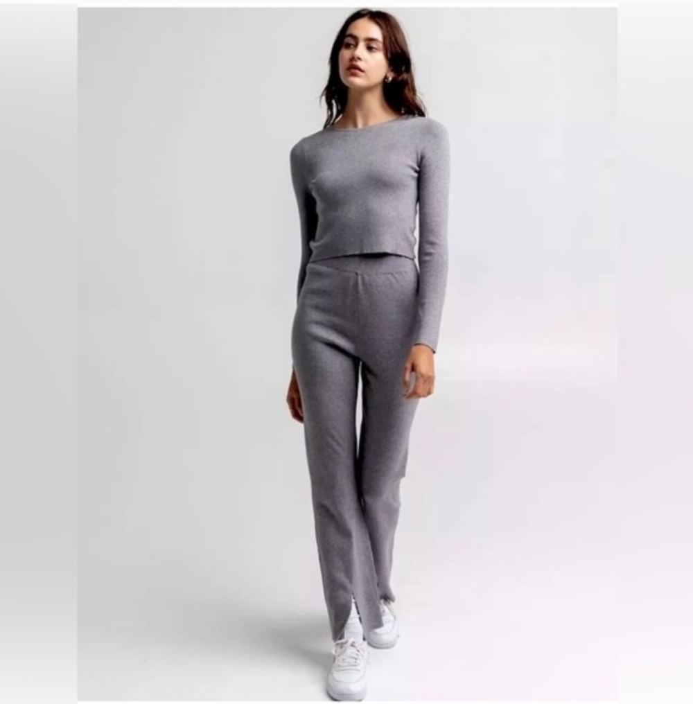 4th & Reckless ASOS Leah Split-Leg Touser Knit Pants Grey Size Medium